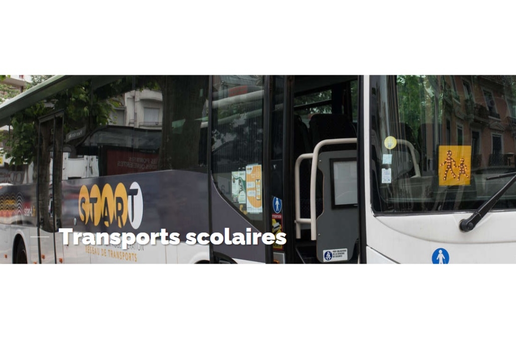 Photo de la porte passager d'un bus star't avec sous-titre : Transports scolaires
