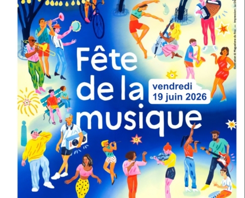 Affiche officielle de la Fête de la Musique 2026 à jour du programme de Douvaine le 19 juin 2026 sur la Place de l'Hôtel de Ville