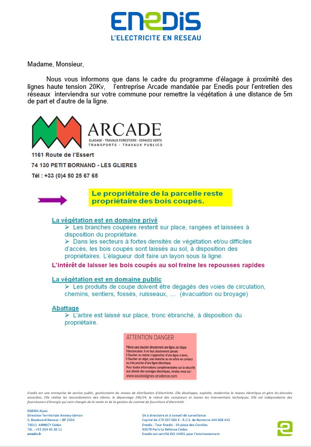 Info campagne elagage Arcade