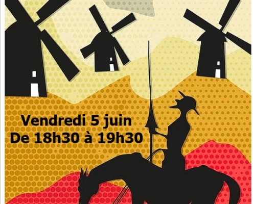 Affiche pour l'atelier de la médiathèque pour parler et pratiquer l'espagnol le vendredi 5 juin 2026