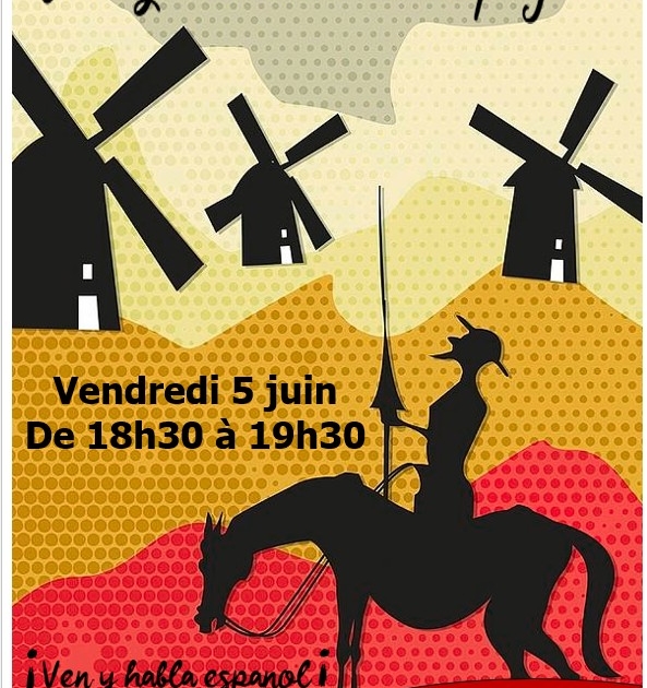 Affiche pour l'atelier de la médiathèque pour parler et pratiquer l'espagnol le vendredi 5 juin 2026