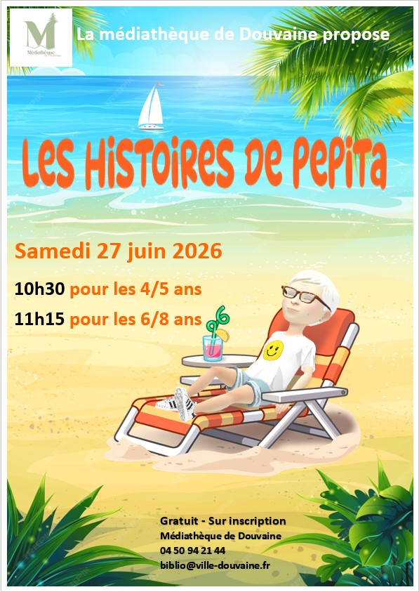 affiche pour les lectures de Pépita le samedi 27 juin dès 9h30 pour les 4/5 ans