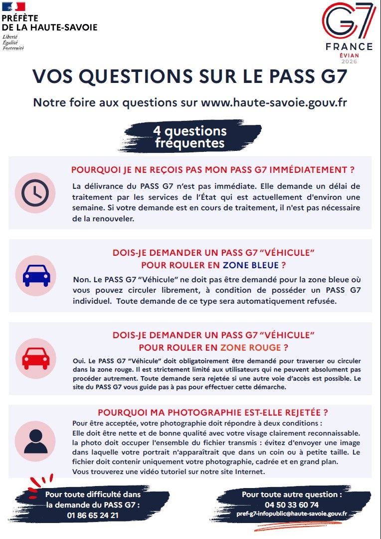 Pass G7 - Vos questions Communication de la préfète de Haute Savoie pour répondre aux questions sur le pass G7 en 4 questions.