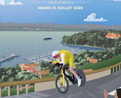 affiche du contre la montre individuel le mardi 21 juillet 2026 à Thonon les Bains