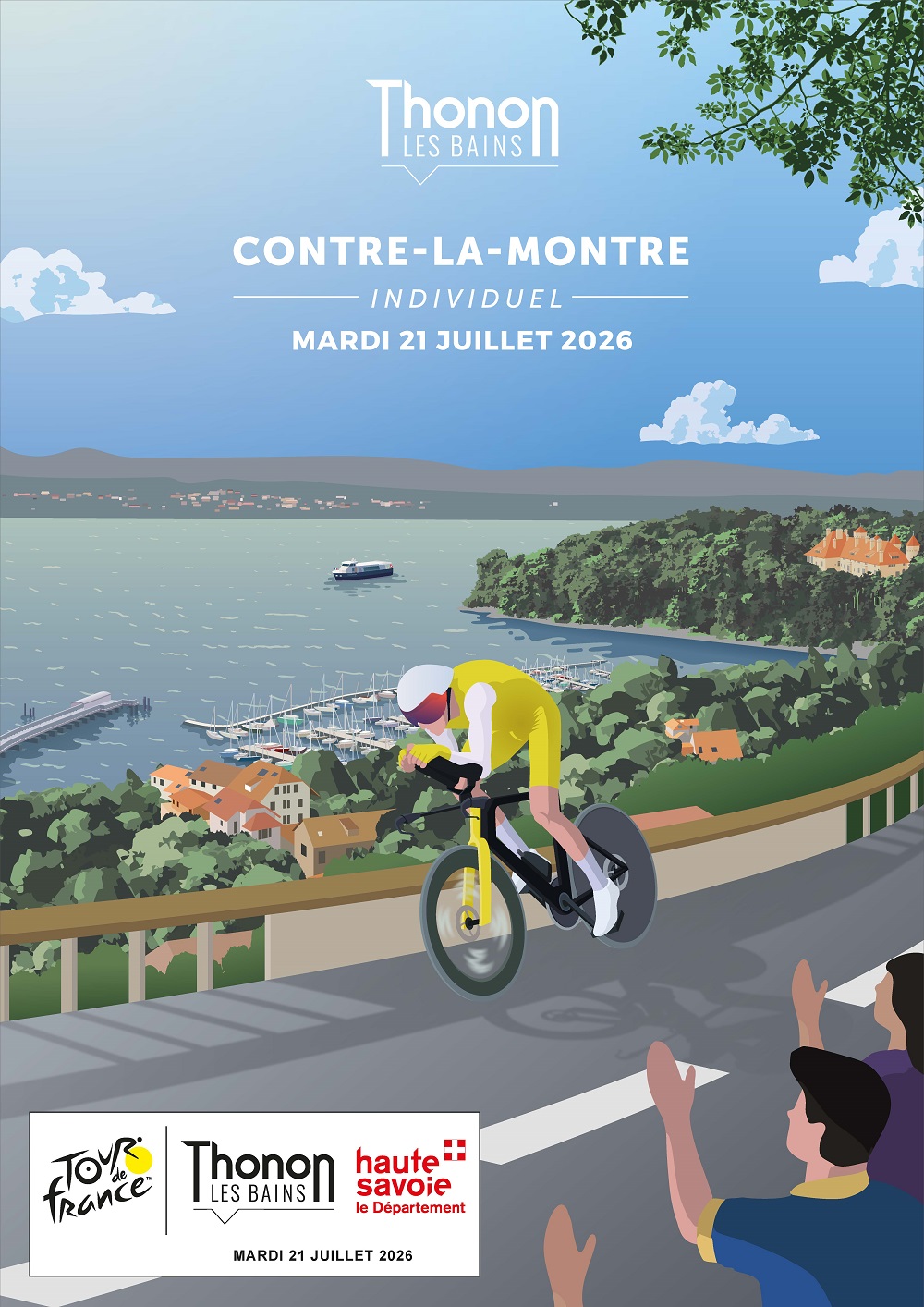 affiche du contre la montre individuel le mardi 21 juillet 2026 à Thonon les Bains