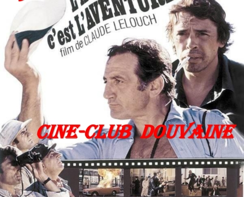 affiche officielle du film l'aventure c'est l'aventure personnalisé avec la date de projection du cinéclub de Douvaine le mardi 16 juin 2026 à 19h