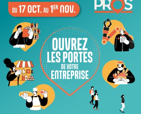 affiche "Com' les pros" pour l'accueil d'étudiants en entreprise sur la période du 17 octobre au 1er novembre 2026