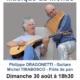 Affiche pour le concert "Musique du monde" le dimanche 30 août 2026 à 18h30 au Musée des Granges de Servette avec la photo de Philippe Dragonetti avec sa guitare et Michel Tirabosco avec sa flûte de pan.