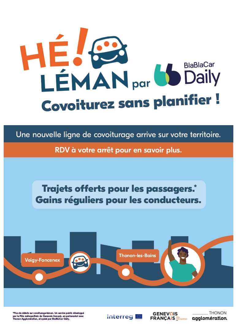 Heleman 2026 bis affiche de Hé ! Léman, application de covoiturage entre Thonon et Veigy-Foncenex