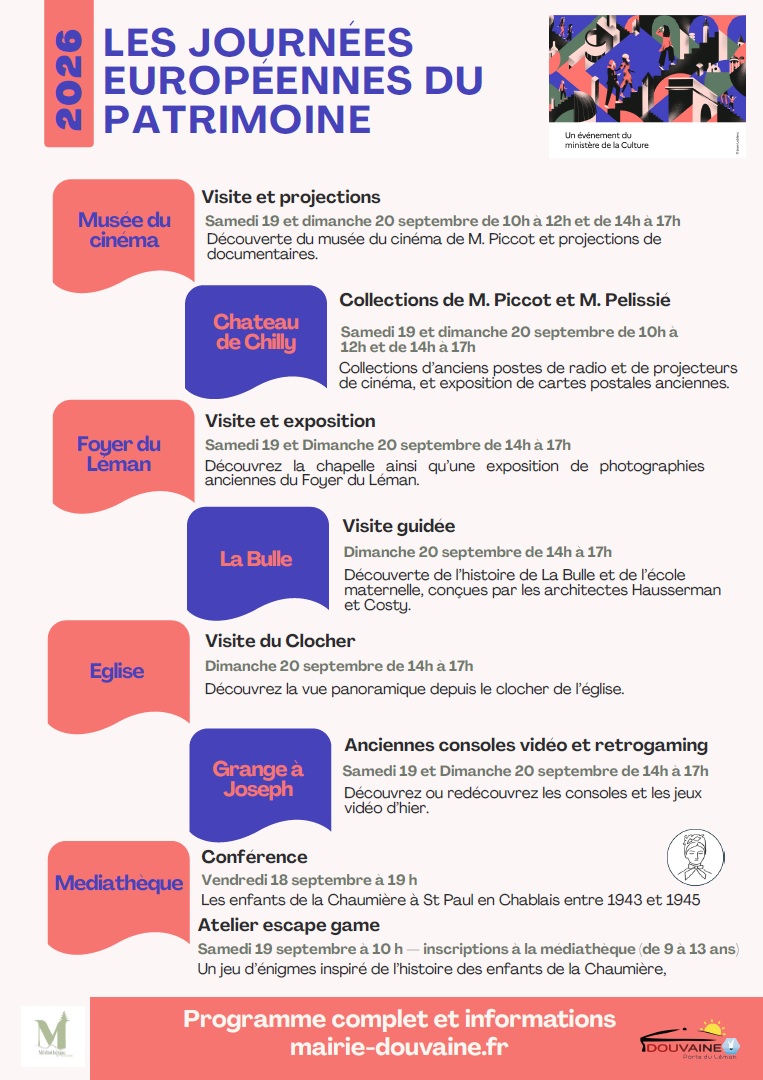 Programme des journées Européennes du Patrimoine à Douvaine
