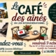 affiche pour la toute première rencontre du Café des Aînés Vendredi 09 octobre 2026 à partir de 14h à la Salle Jura – Douvaine (ancienne bibliothèque, à côté du cinéma) Ouvert à tous !