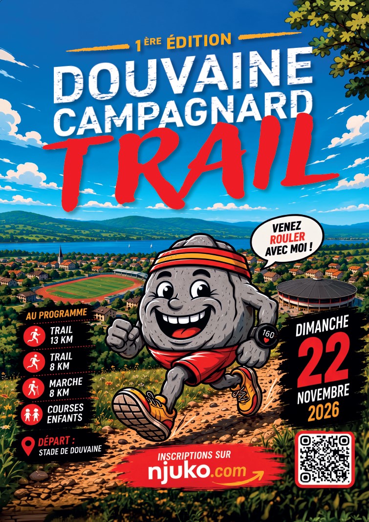 Douvaine campagnard trail 22 nov 26 Affiche pour le Douvaine Campagnard Trail le dimanche 22 novembre 2026 4 courses au choix, inscriptions sur njuko.com