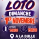 Affiche pour le loto du BCBC dimanche 1er novembre à la Bulle. Ouverturedes portes 14h, début loto 15h30